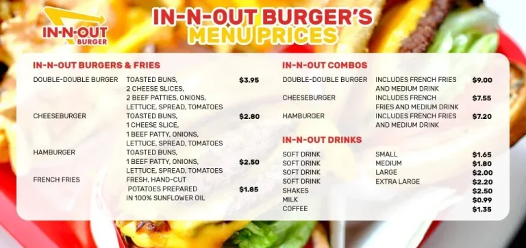 In N Out Burger Menu